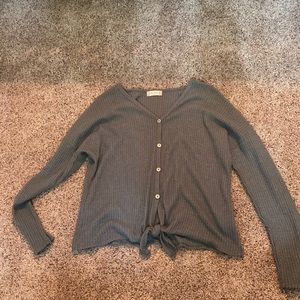 Waffleknit sage green shirt